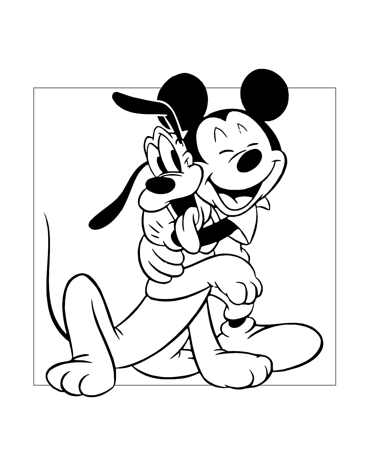 Mickey Mouse Loves His Dog Pluto Coloring Page