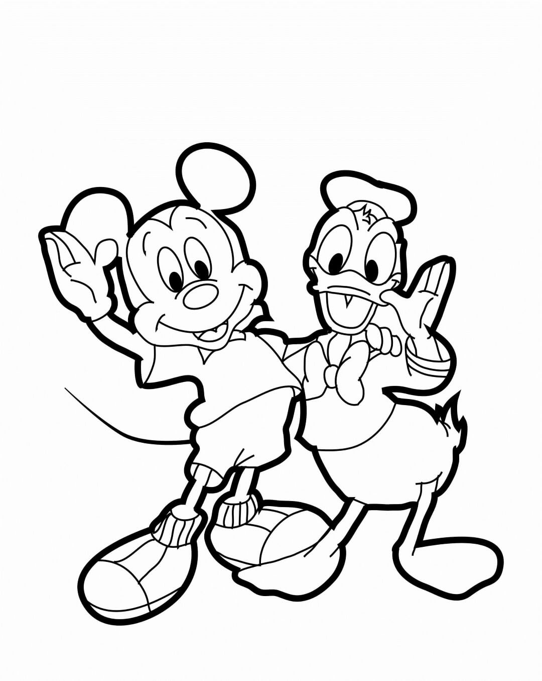 Mickey and Donald Friends Coloring Page