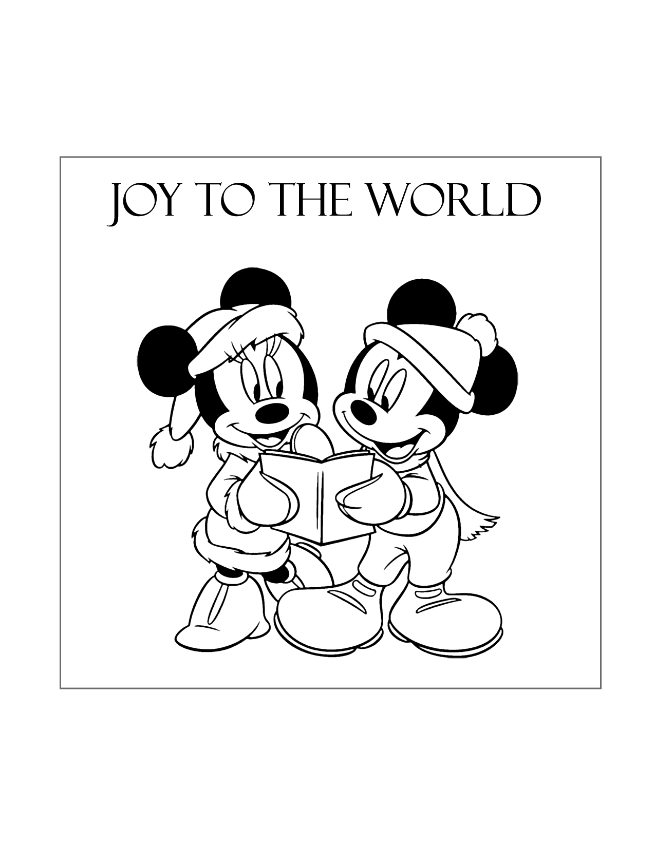 Mickey And Minnie Singing Christmas Carols Coloring Page