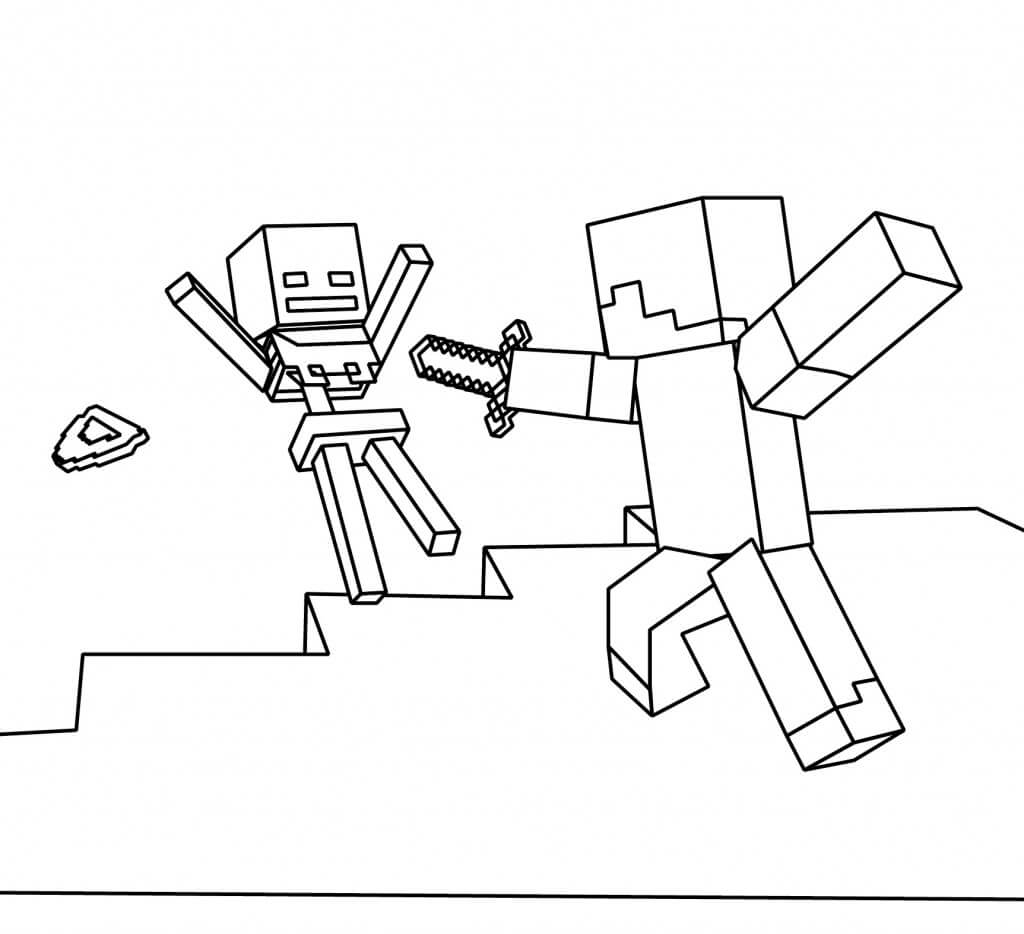 Minecraft Swordfight Coloring Pages