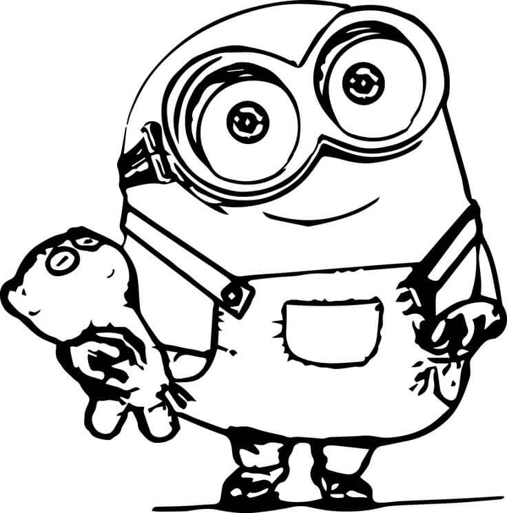 Minion And Teddy Minion Coloring Page