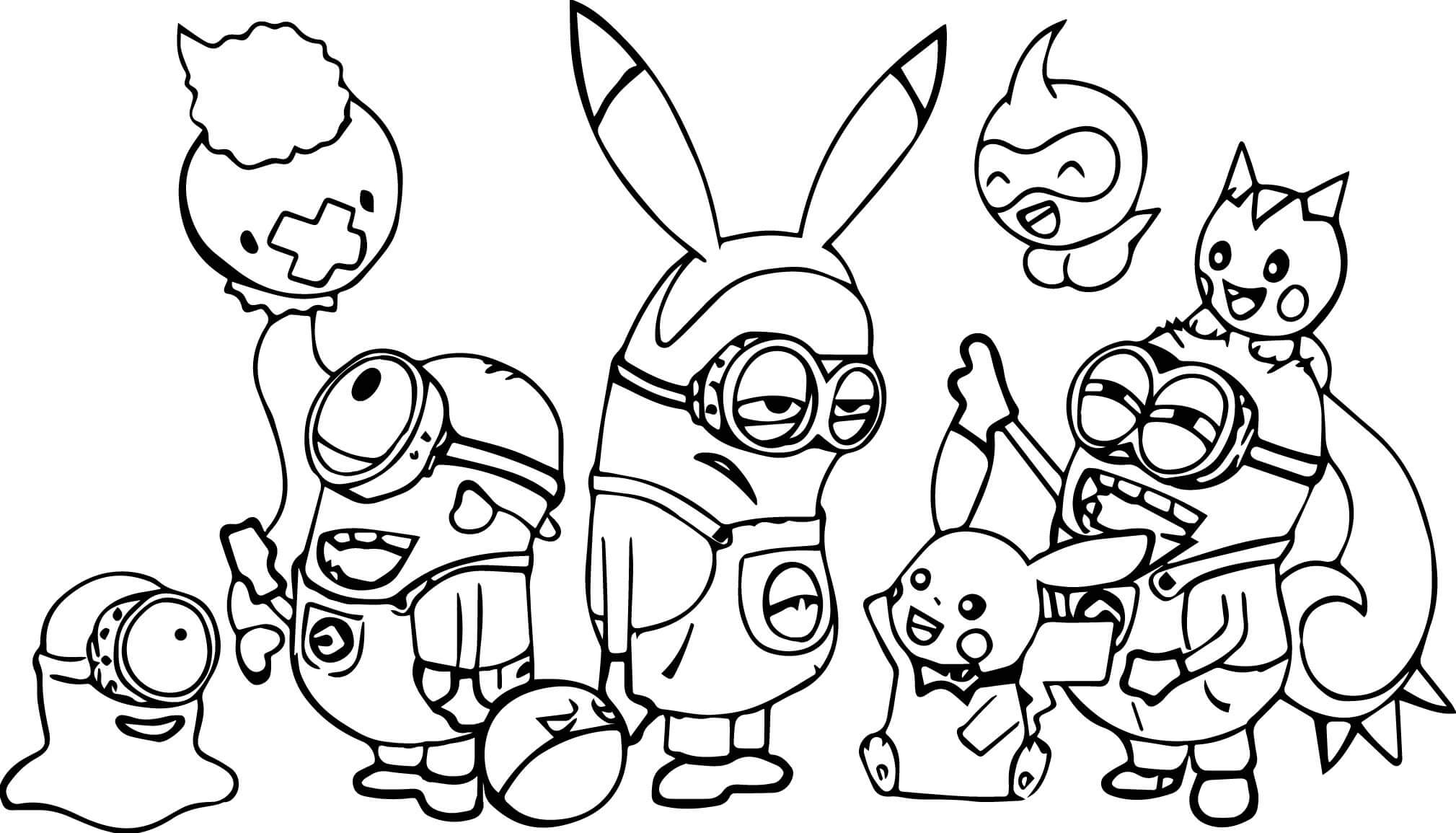 Minions And Pokemon Coloring Pages