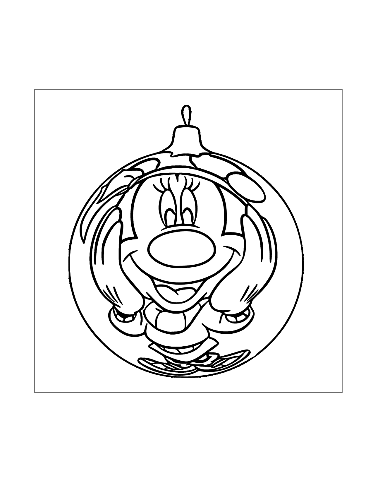 Minnie Mouse Looks Into An Ornament Coloring Page