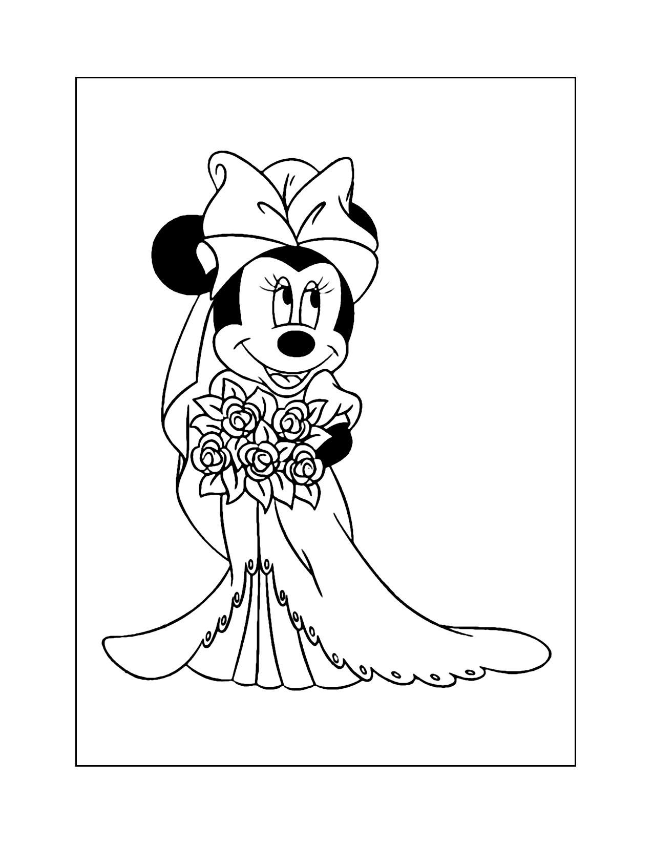Minnie Mouse Wedding Bride Coloring Page