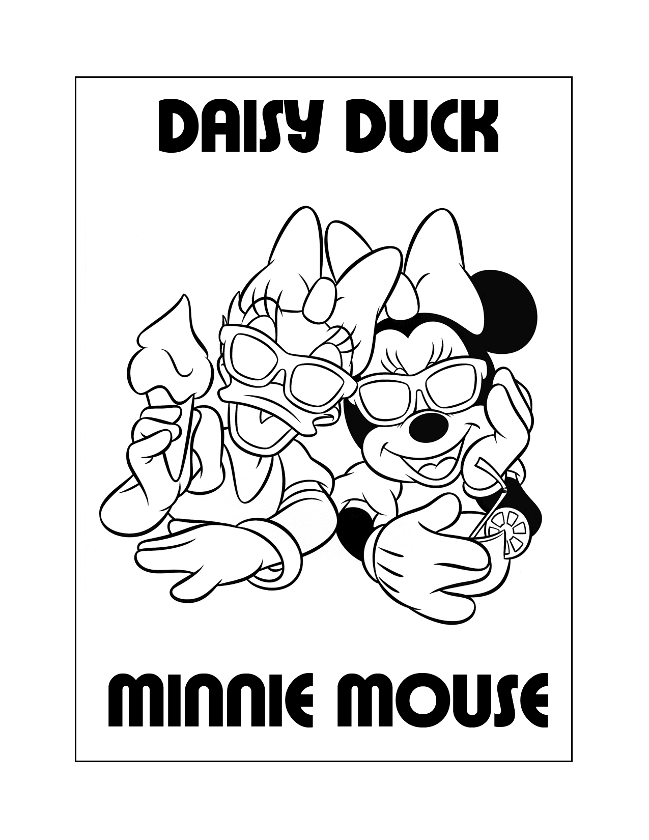 Minnie Mouse And Daisy Duck Coloring Page