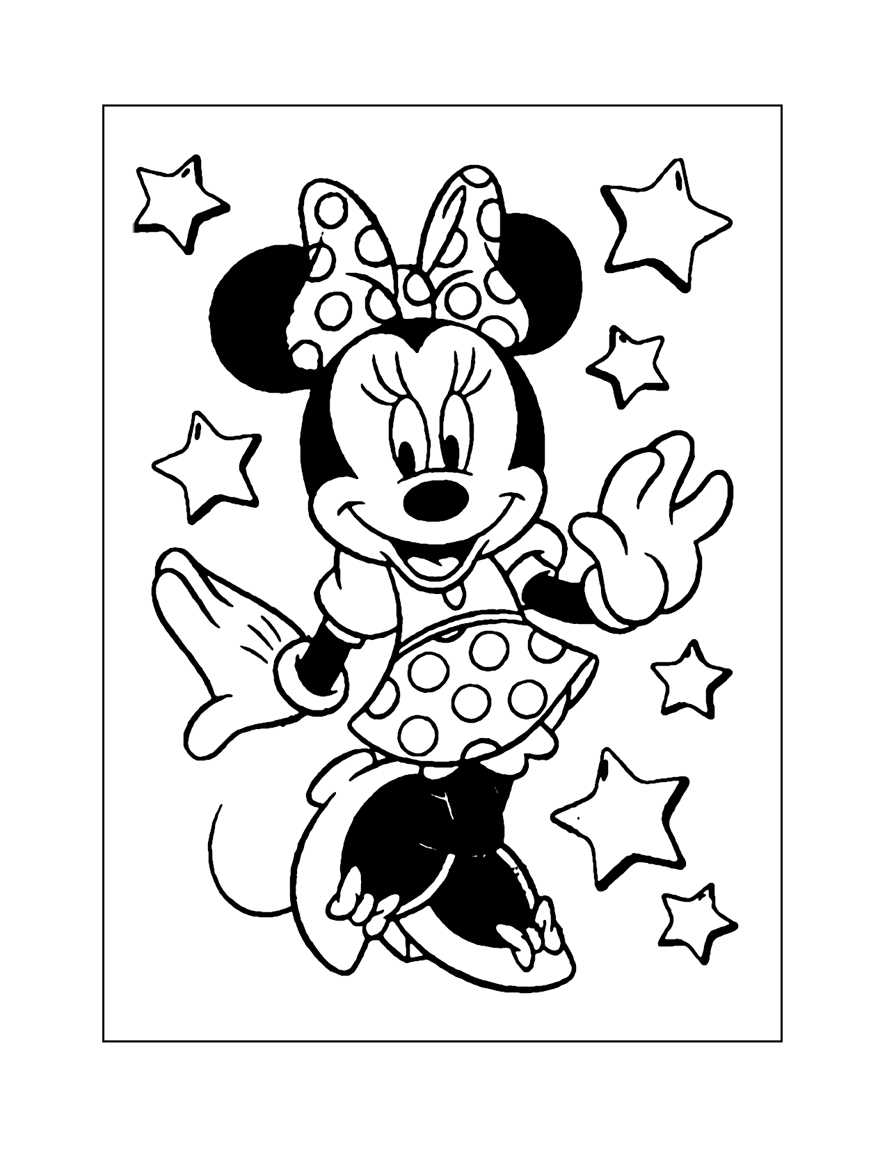 Minnie Mouse In Polka Dots Coloring Page