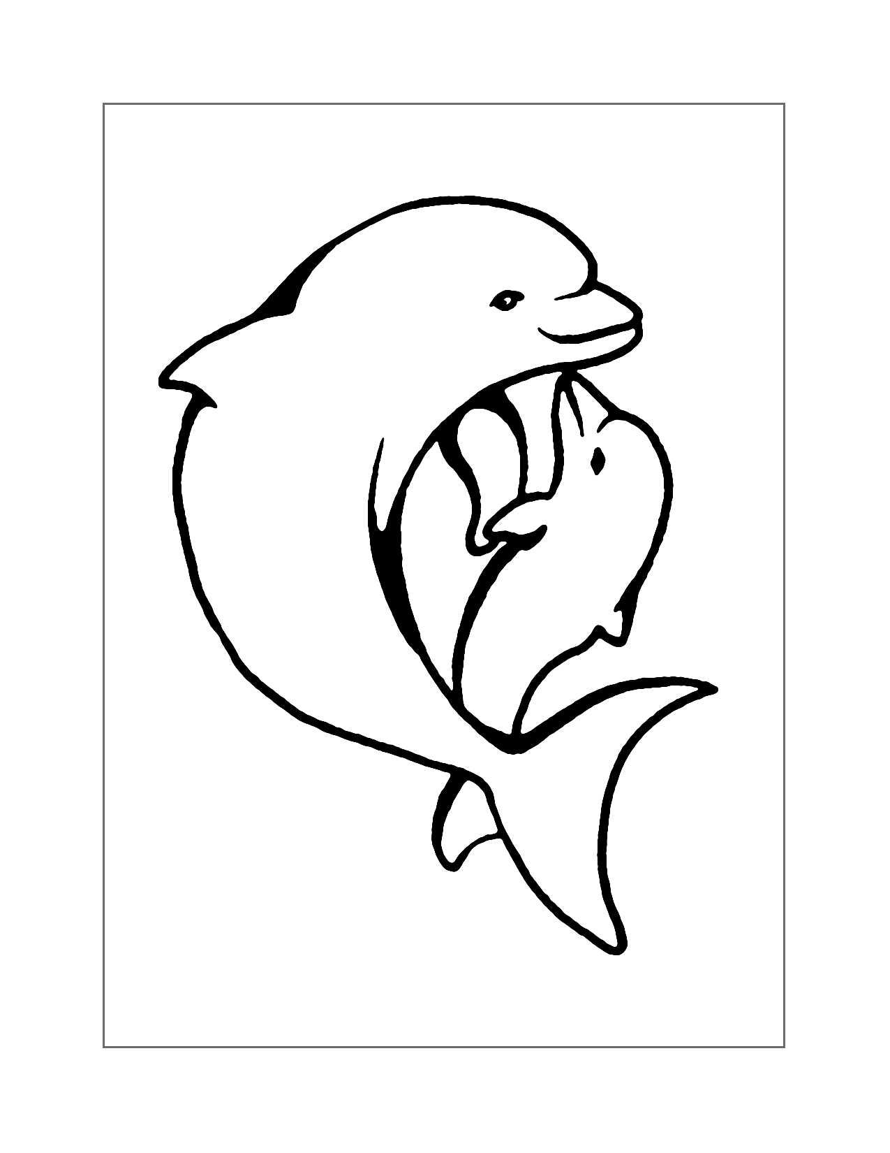 Mom And Baby Dolphin Coloring Page
