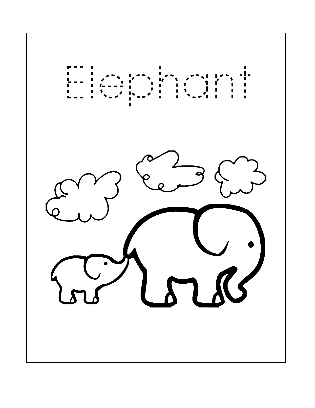 Mom And Baby Elephant Coloring Sheet