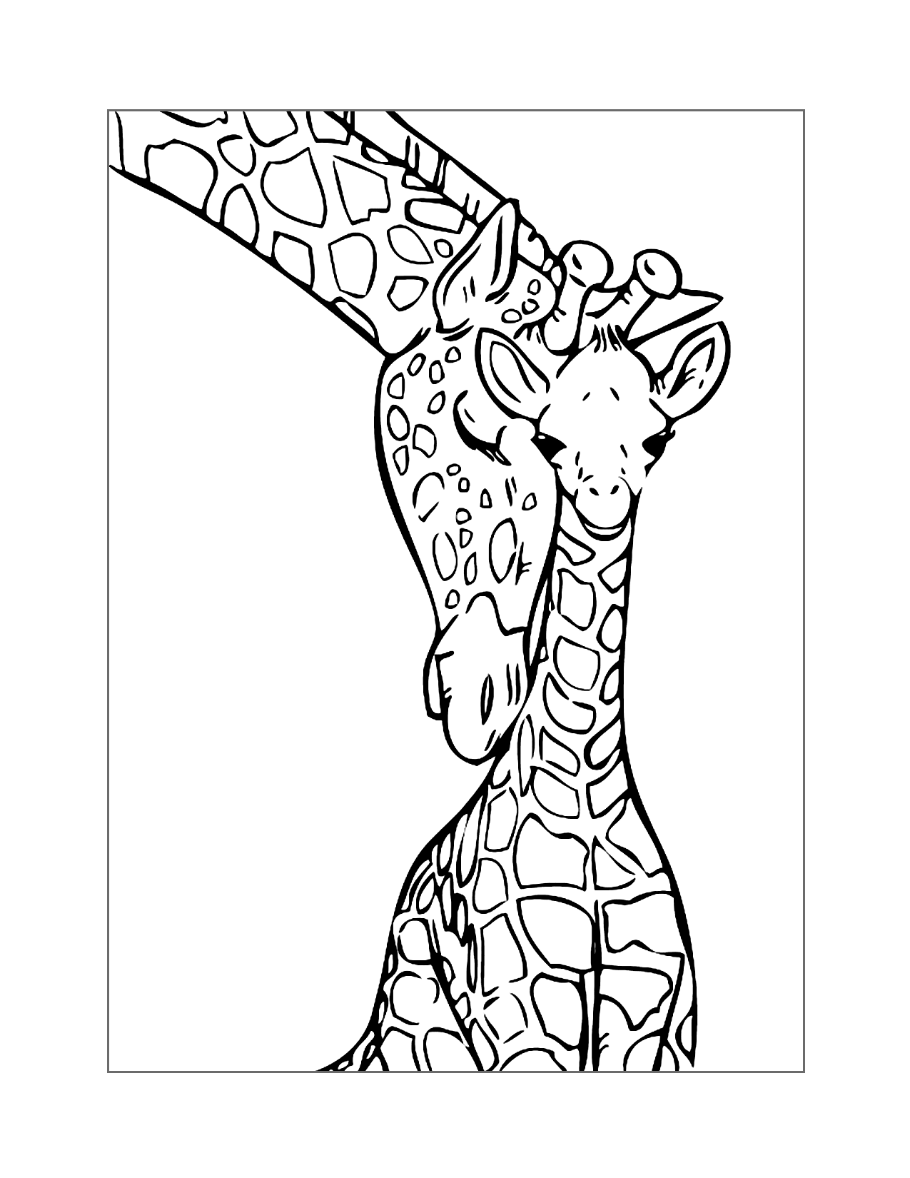 Mom And Baby Giraffe Coloring Page