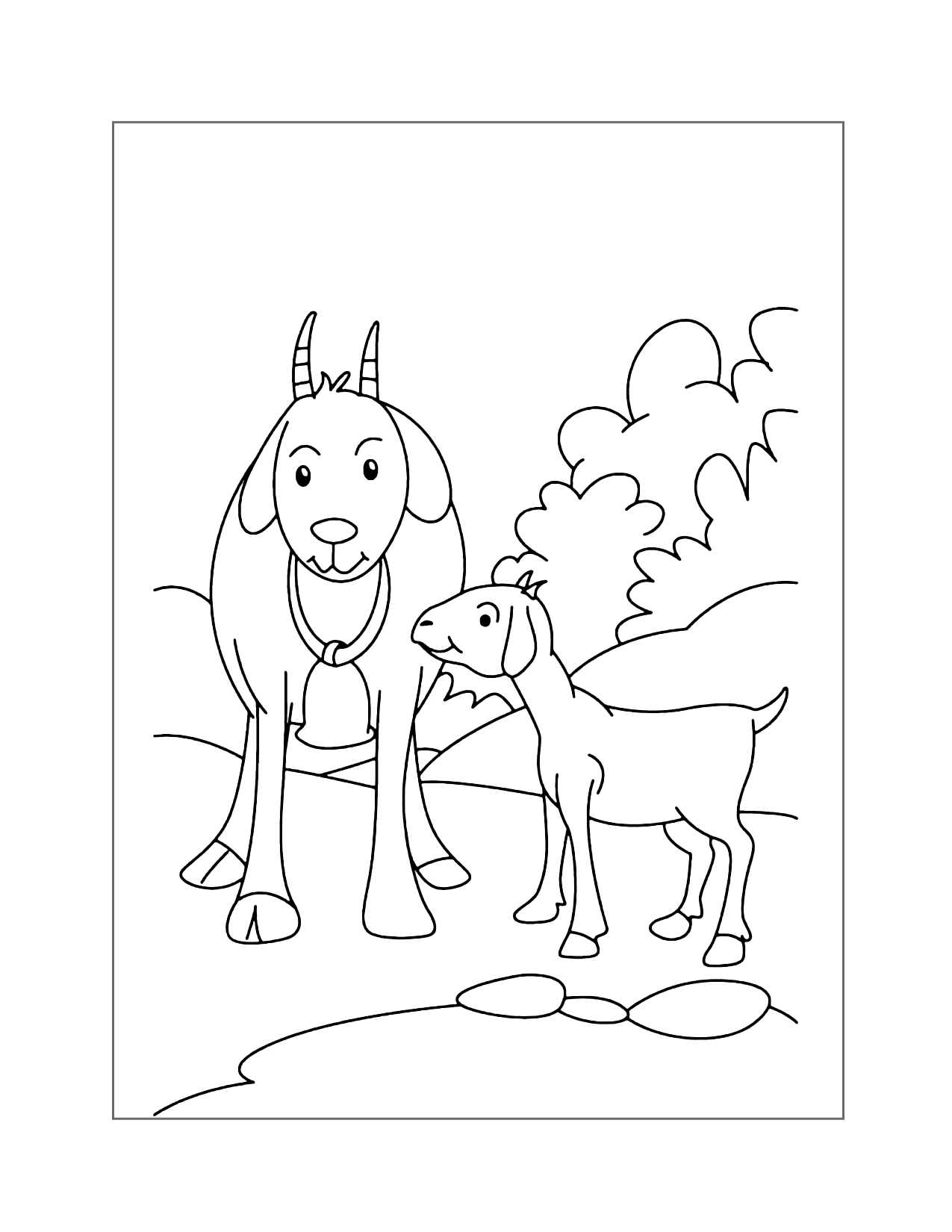 Mom And Baby Goat Coloring Page