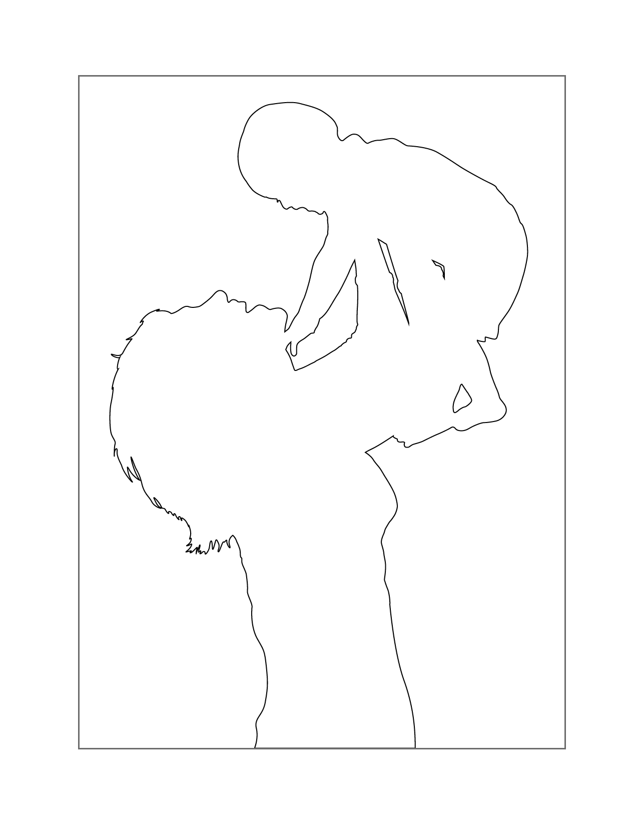Mom And Baby Outline Coloring Page