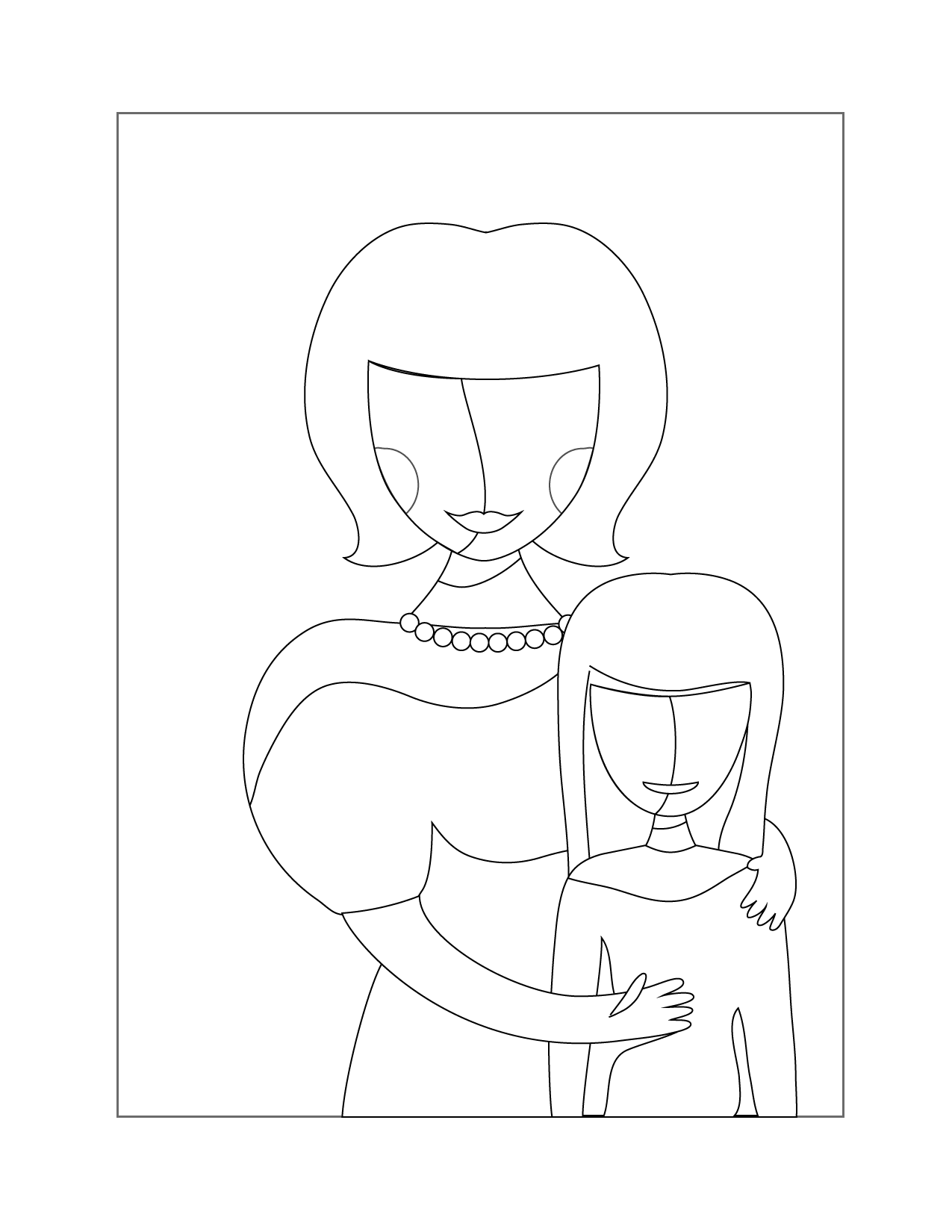 Mom And Daughter Coloring Page