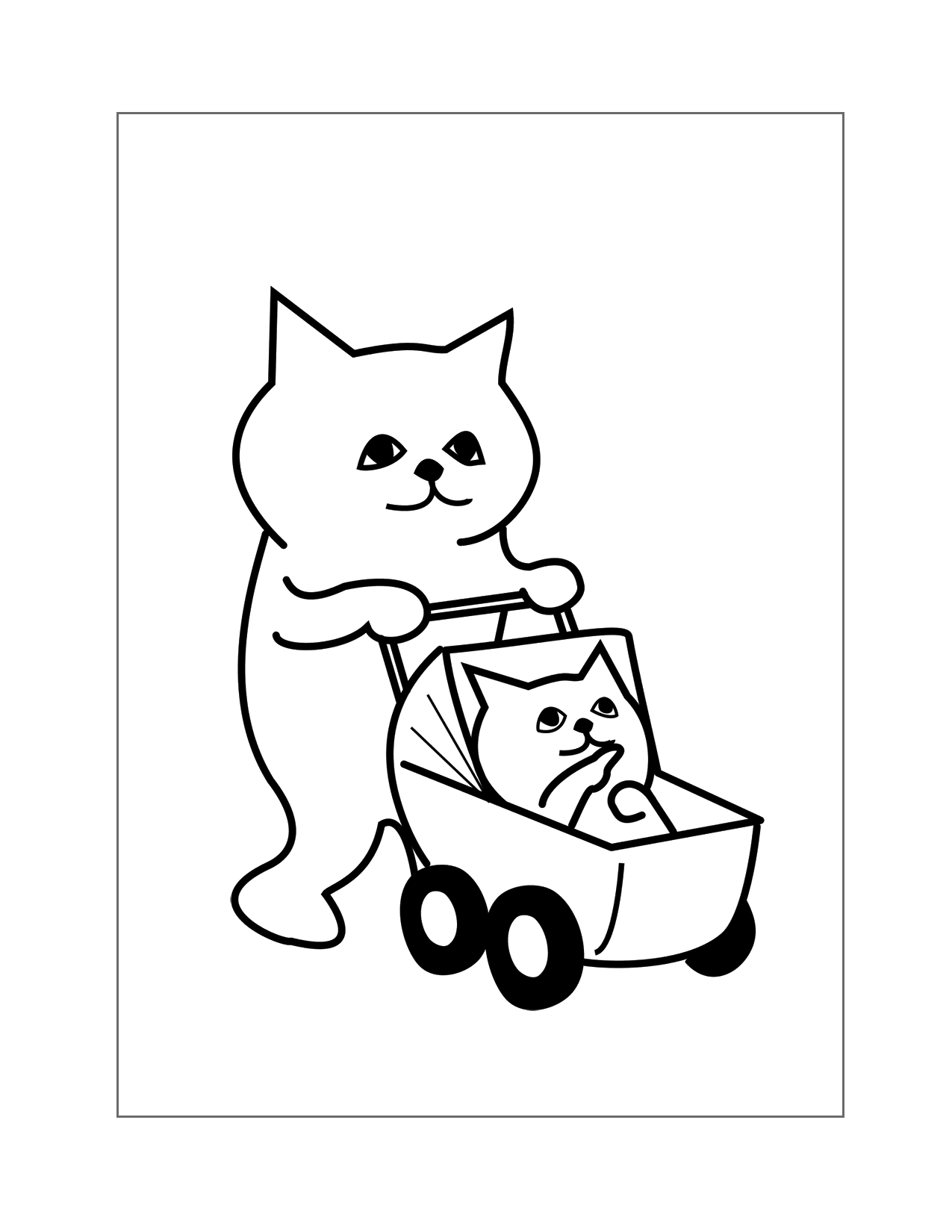 Mom And Kitten Coloring Page