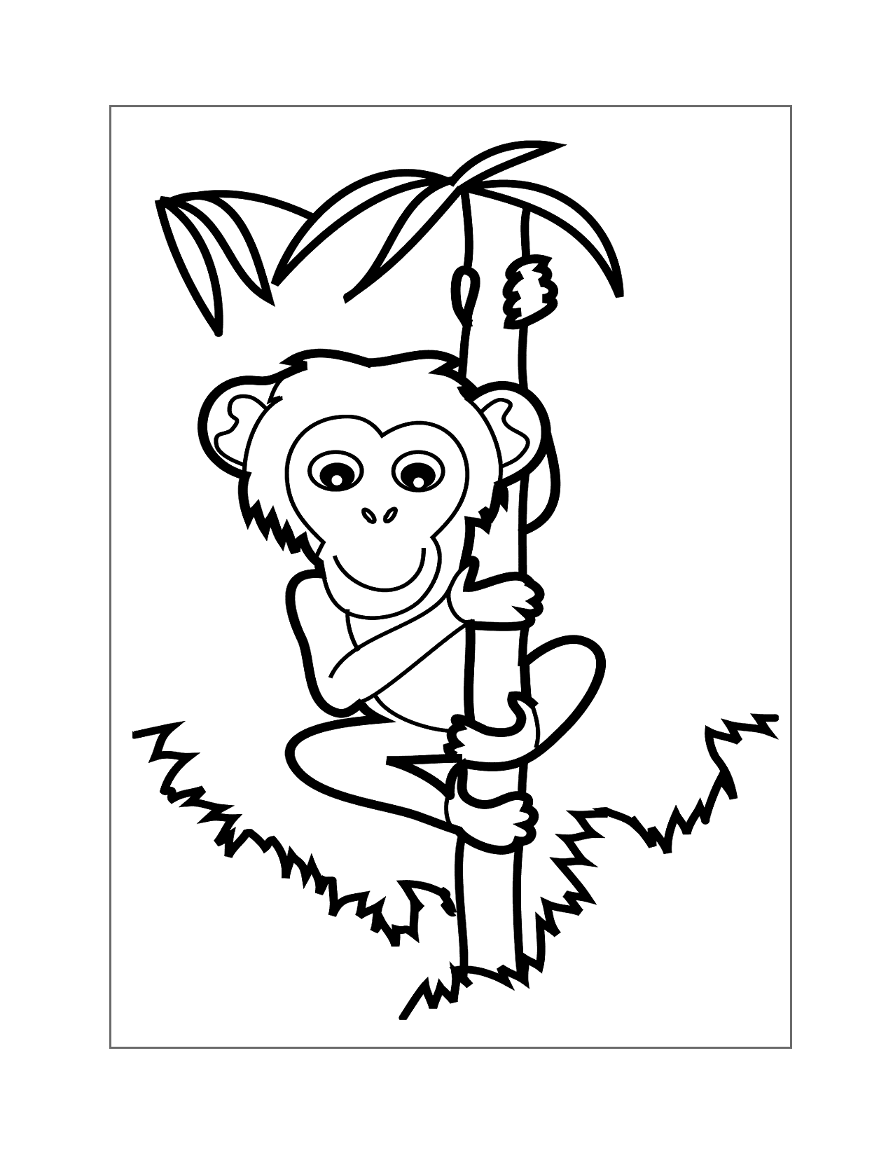 Monkey Climbing Tree Coloring Page