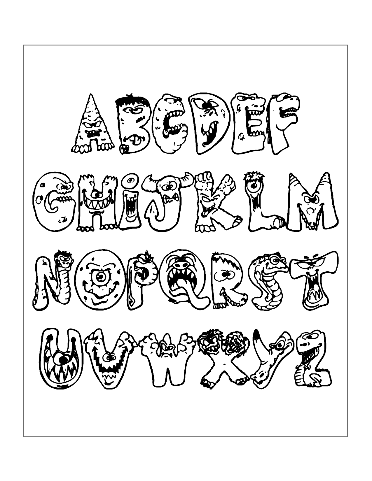 Monster Alphabet Coloring Sheet