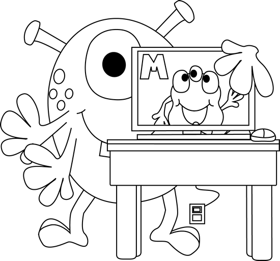 Monster Computer Coloring Page