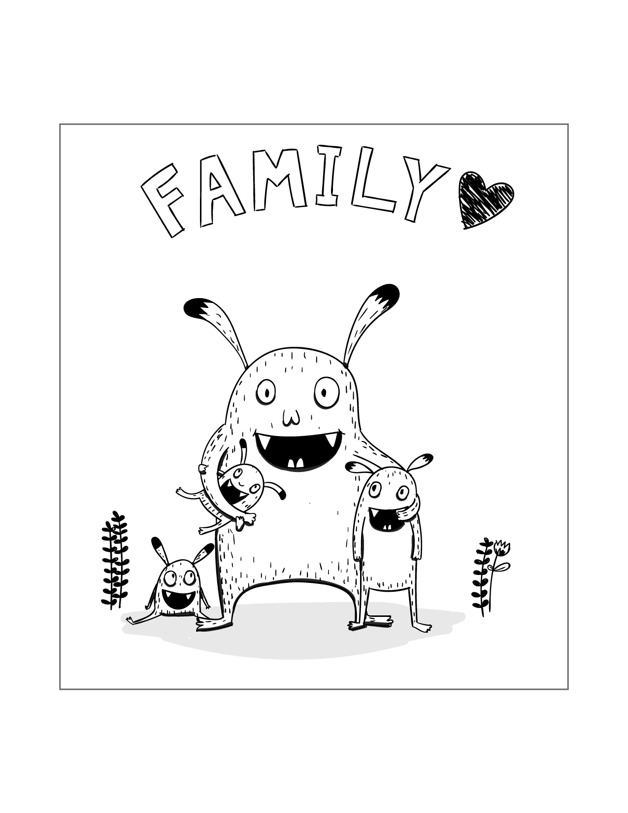 Monster Family Coloring Page