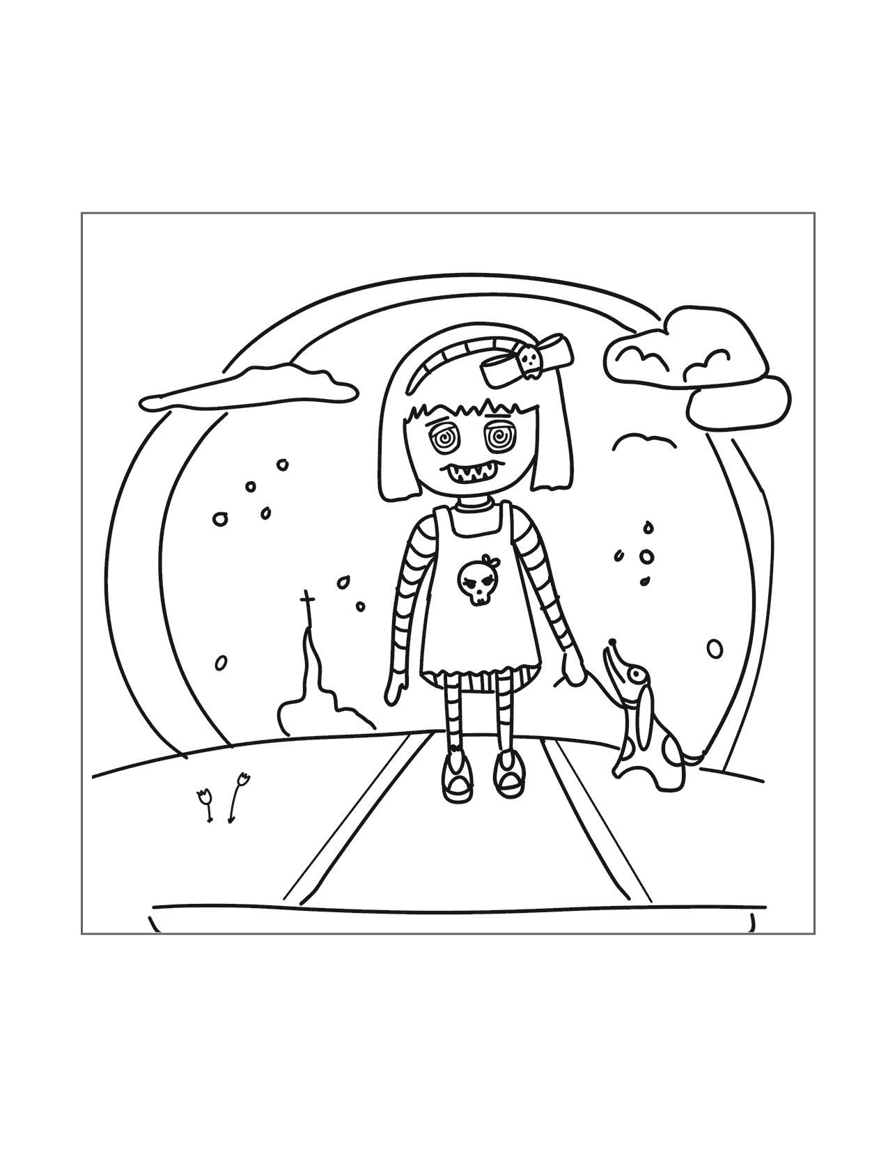 Monster Girl Vampire Coloring Page