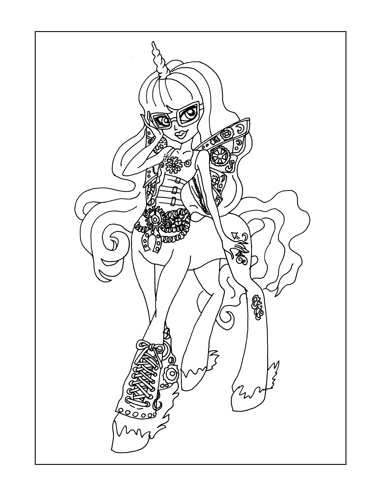 Monster High Unicorn Coloring Page