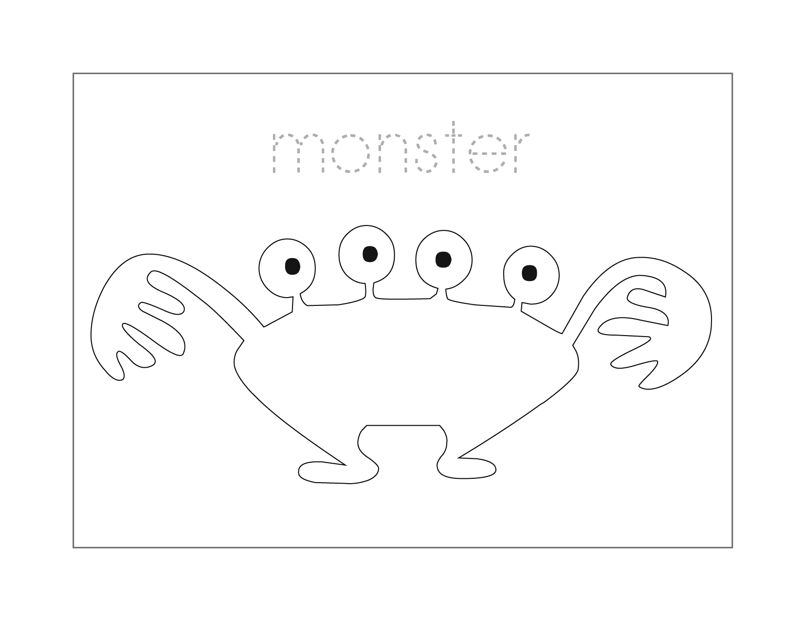 Monster Spelling Coloring Page