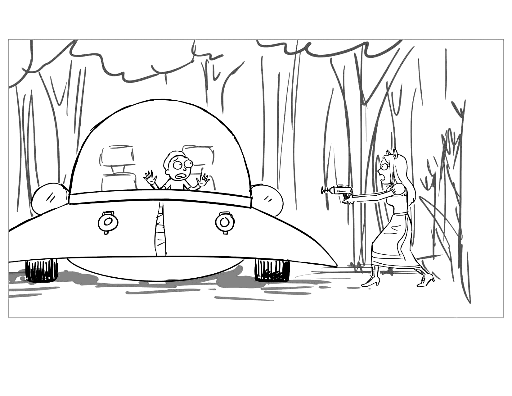 Morty Spaceship In Purge Coloring Page