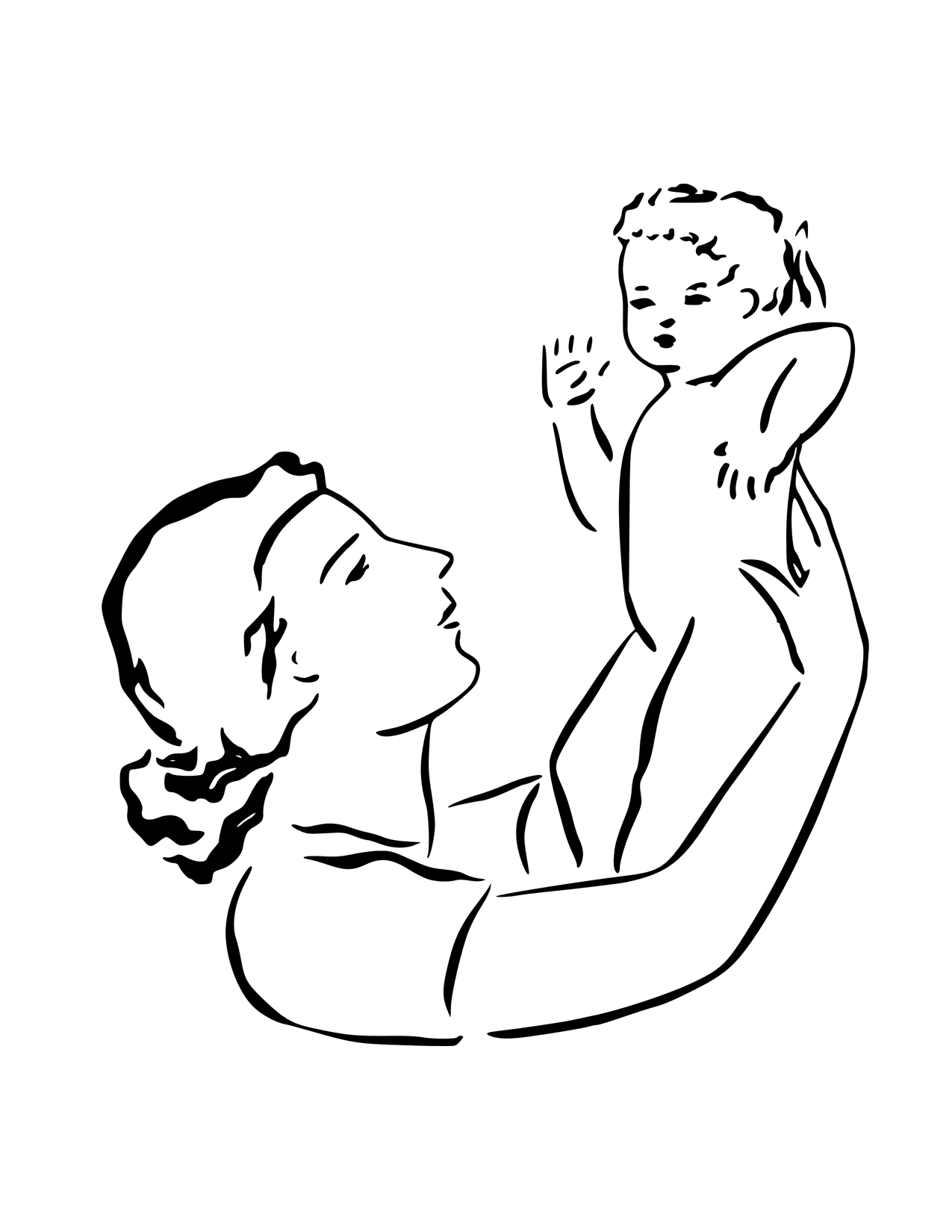 Mother And Baby Coloring Page