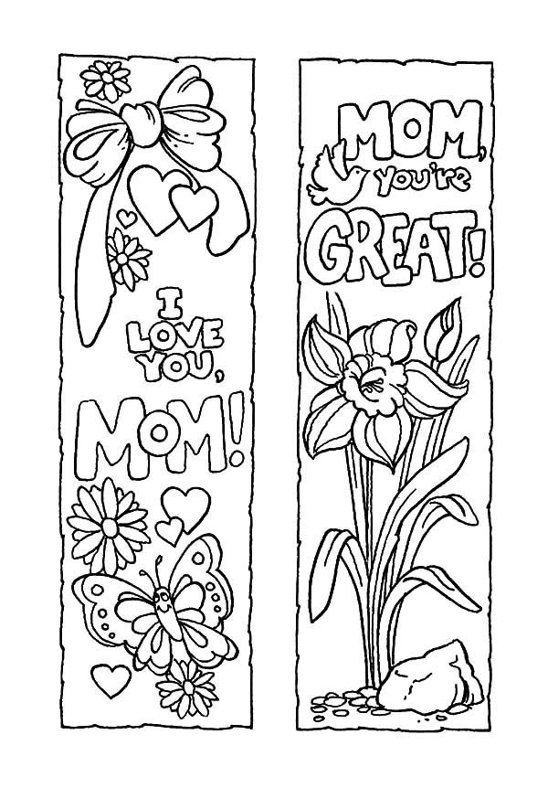 Mothers Day Bookmarks to Print and Color