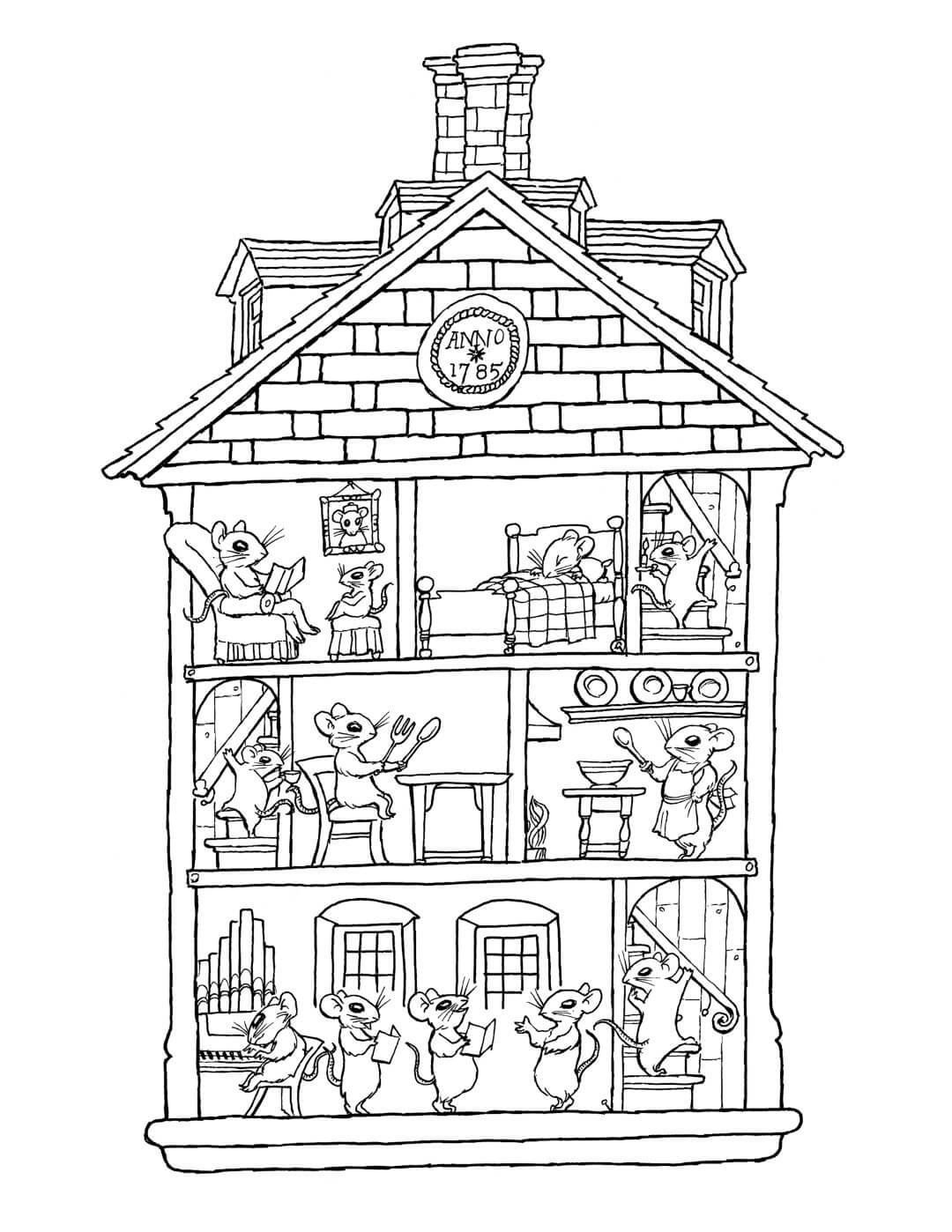 Mouse House Coloring Pages
