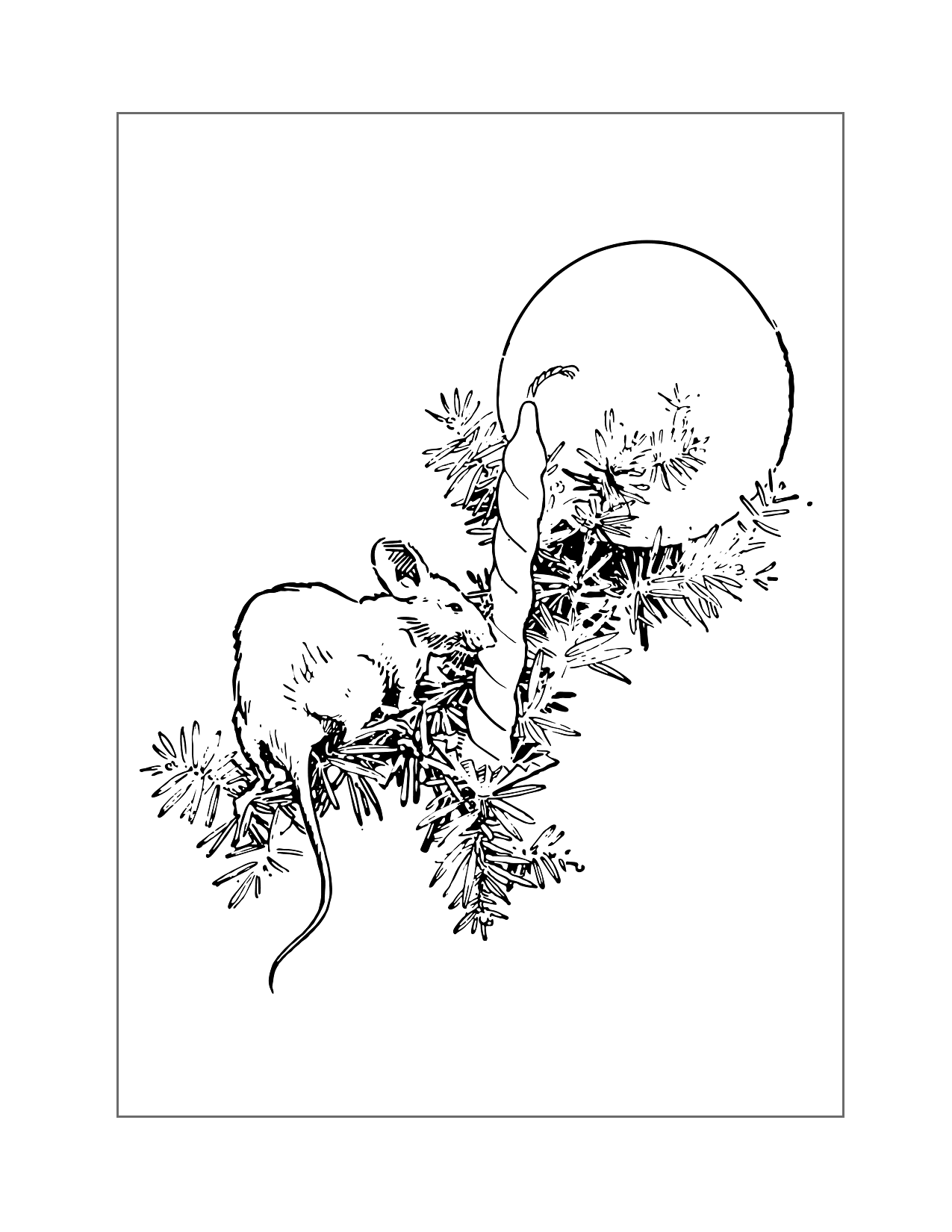 Mouse In Christmas Decorations Coloring Page