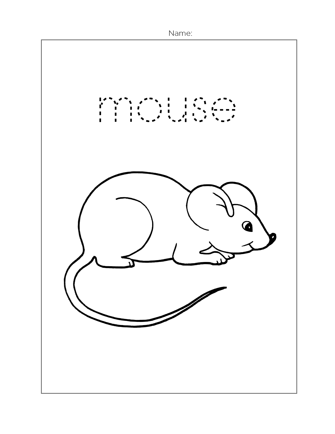 Mouse Spelling Coloring Sheet