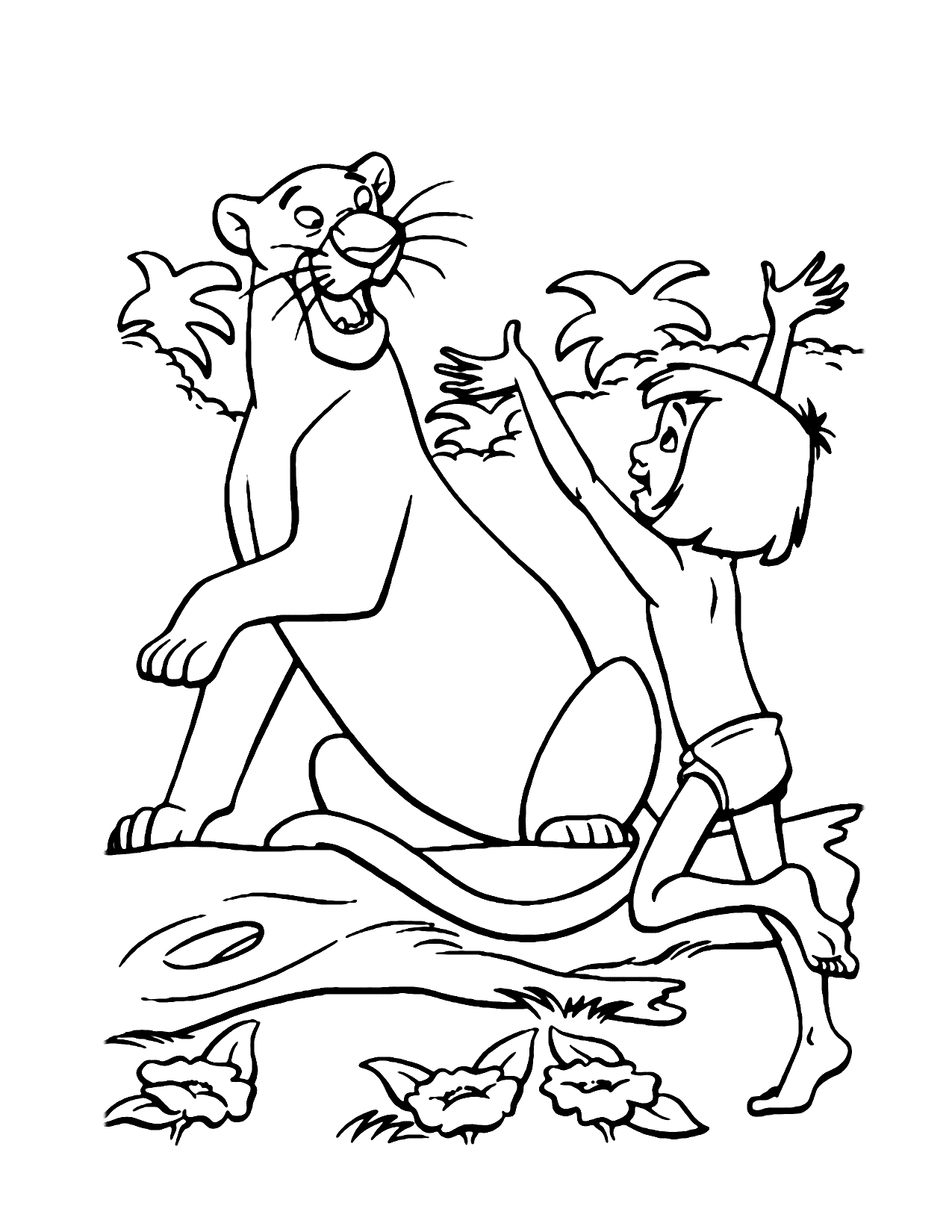 Mowgli And Bagheera Jungle Book Coloring Pages