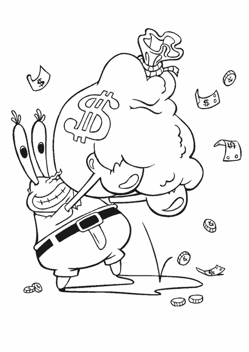 Mr Krabbs Money Coloring Page