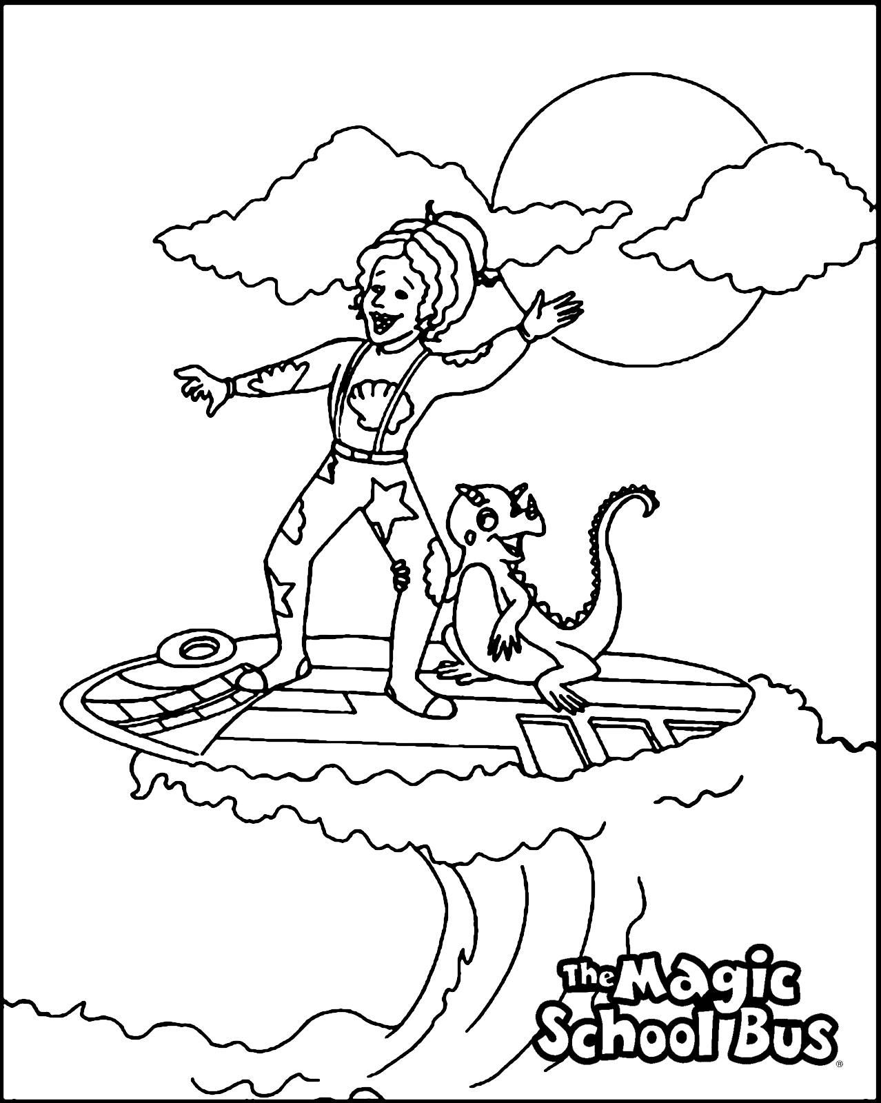 Ms Frizzle Surfing Magic School Bus Coloring Page