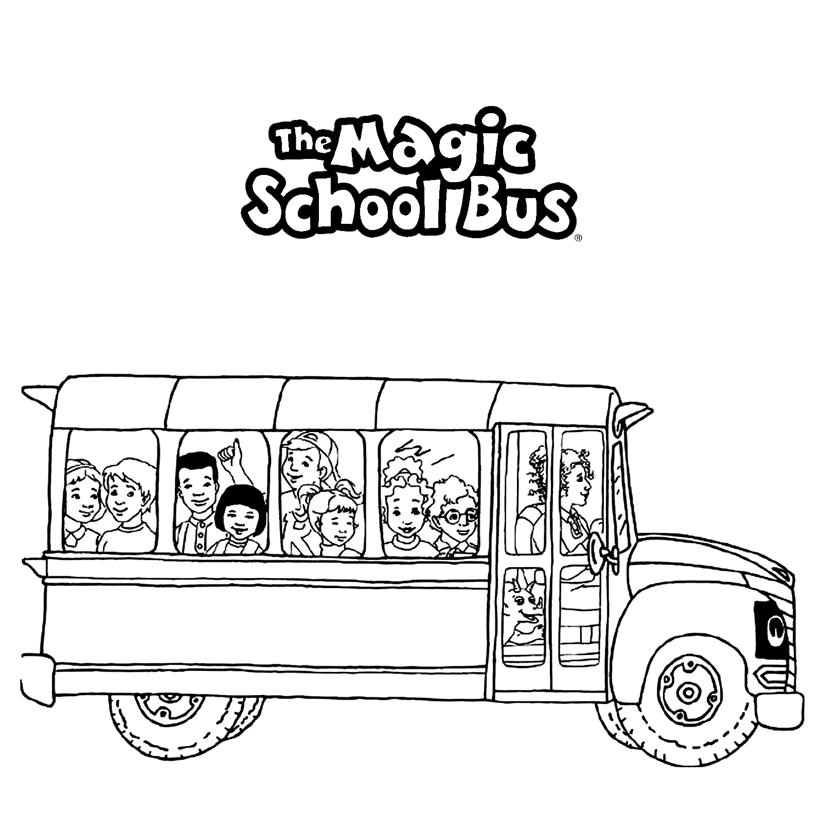 Ms Frizzles Class On The Magic School Bus Coloring Page