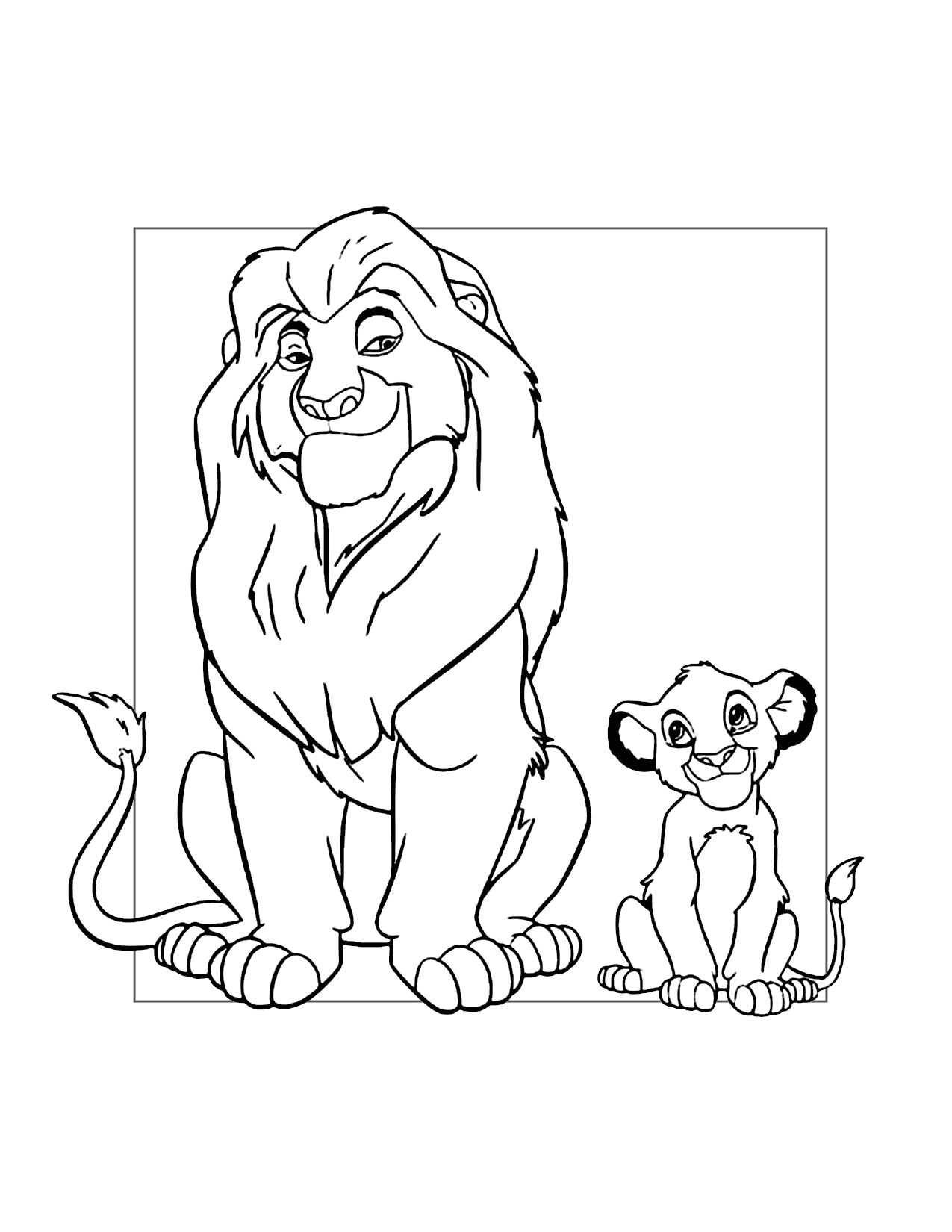Mufasa And Simba Lion King Coloring Page