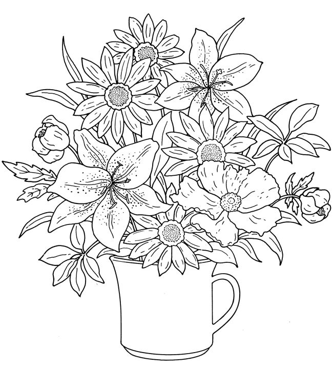 Mug of Flowers Coloring Pages