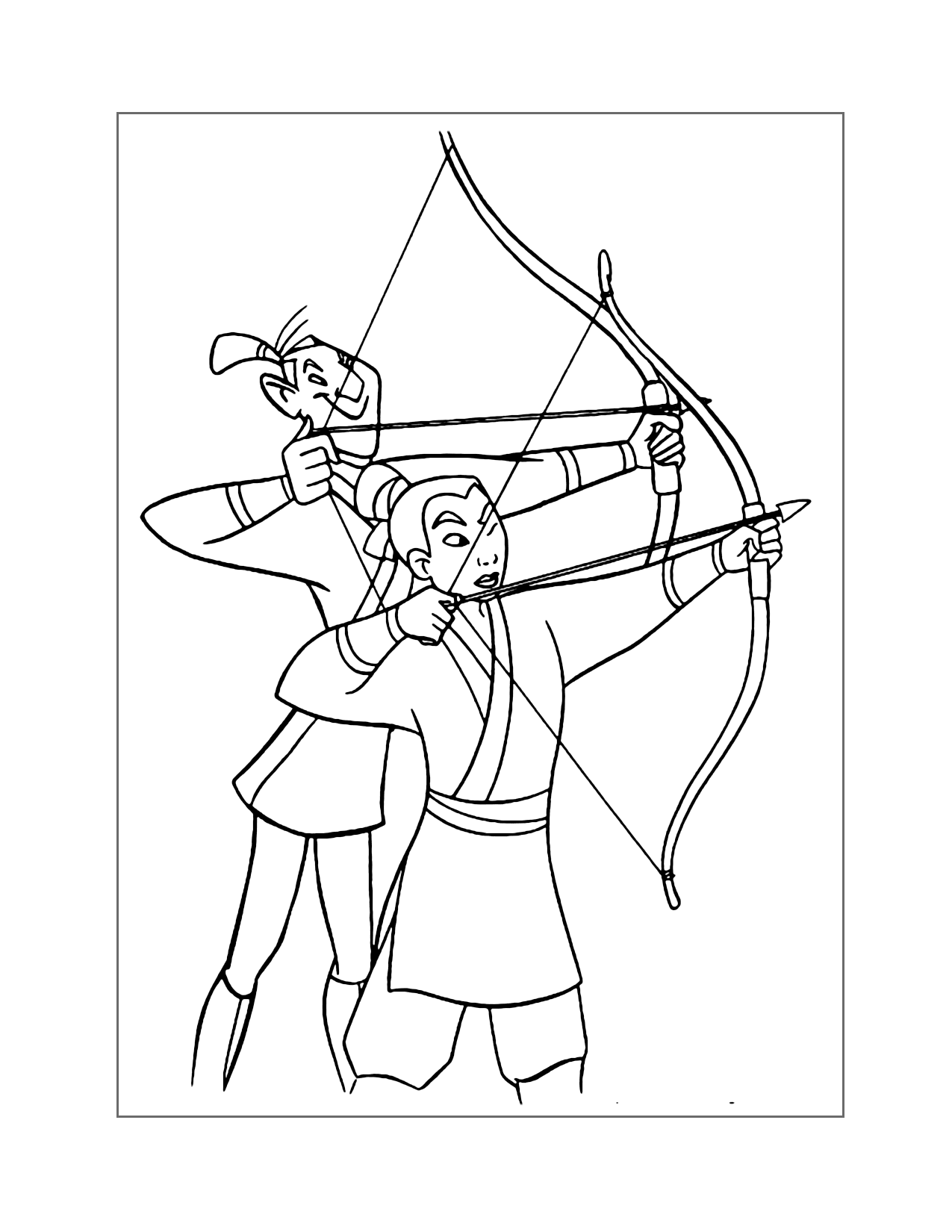 Mulan Shooting Arrow Coloring Page