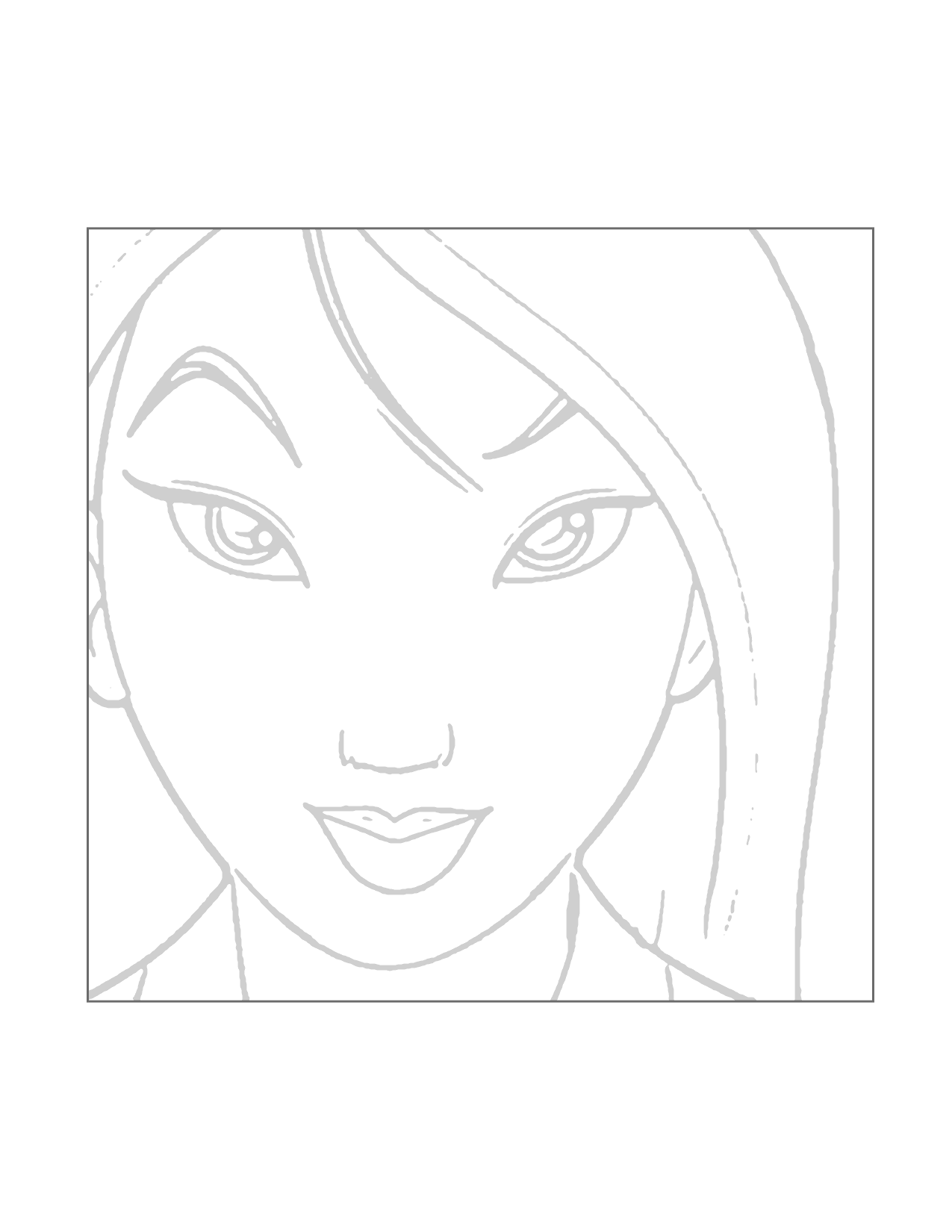 Mulan Traceable Coloring Page