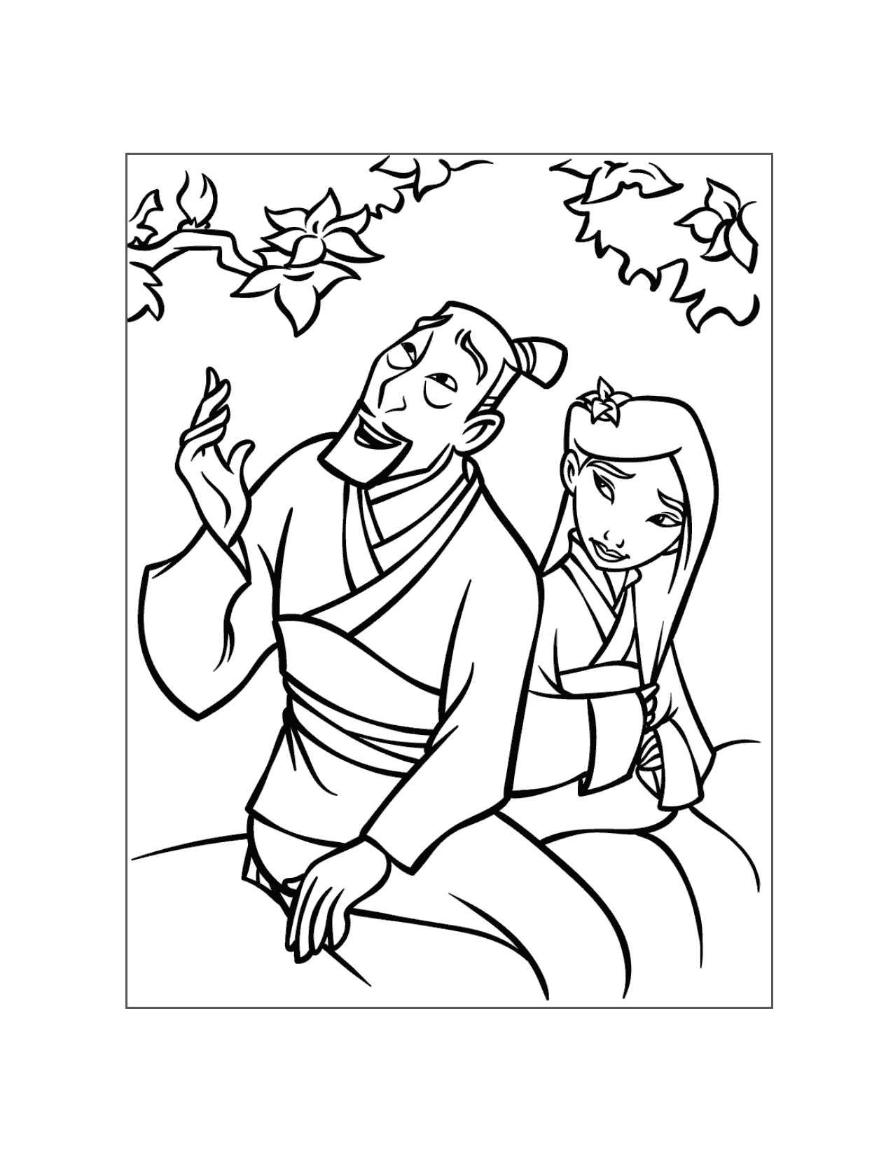 Mulan And Her Father Coloring Page