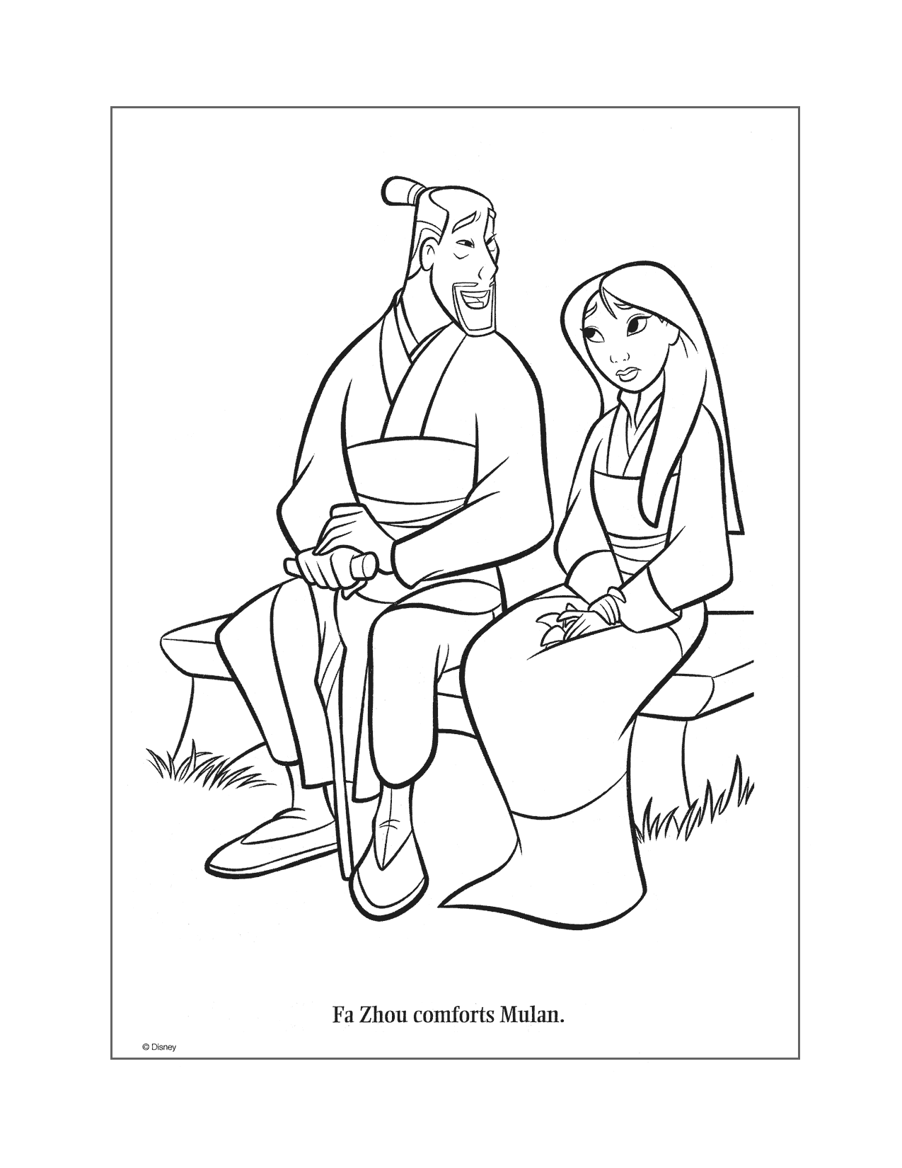 Mulan And Her Father Coloring Page