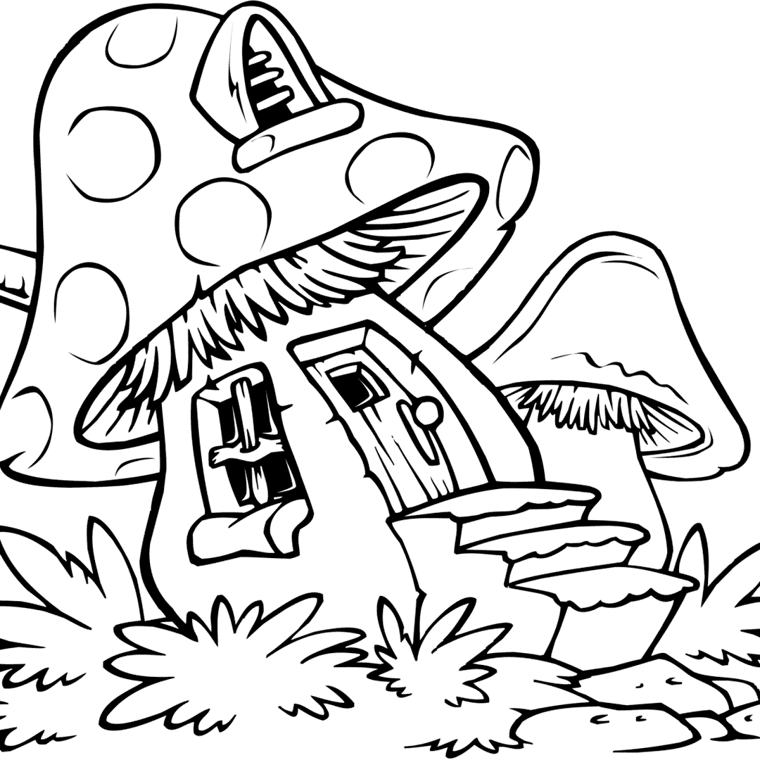 Mushroom Home Coloring Page