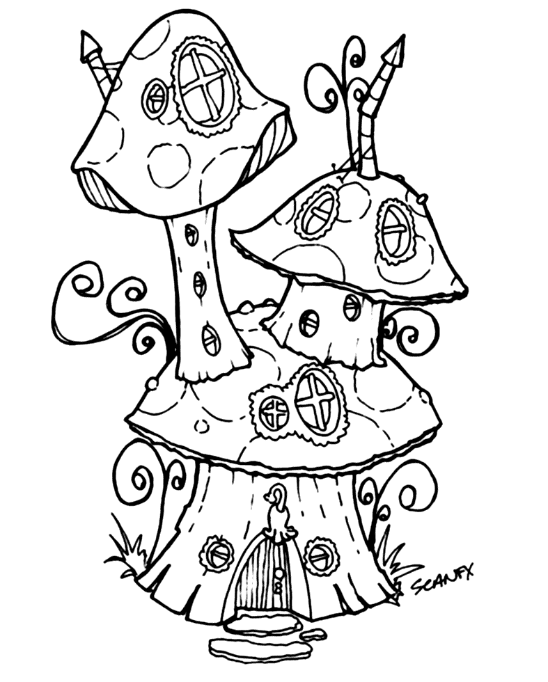 Mushroom House Coloring Pages ⋆ coloring.rocks!