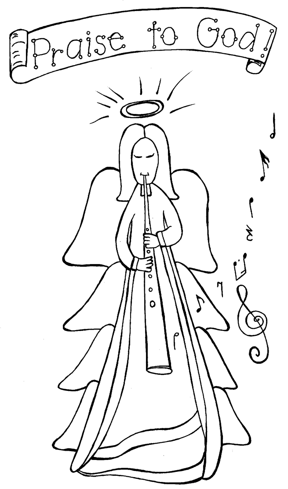 Musical Angel Coloring Page