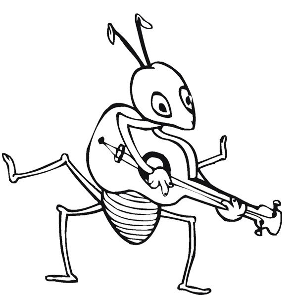 Musical Ant Coloring Pages