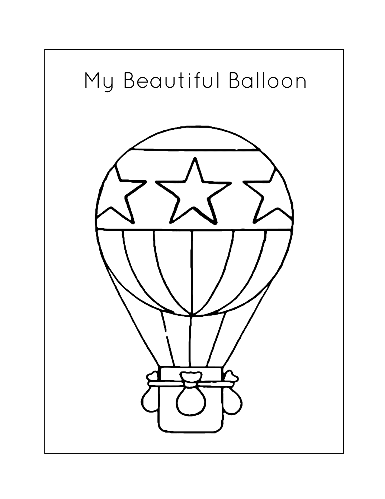 My Beautiful Hot Air Balloon Coloring Page