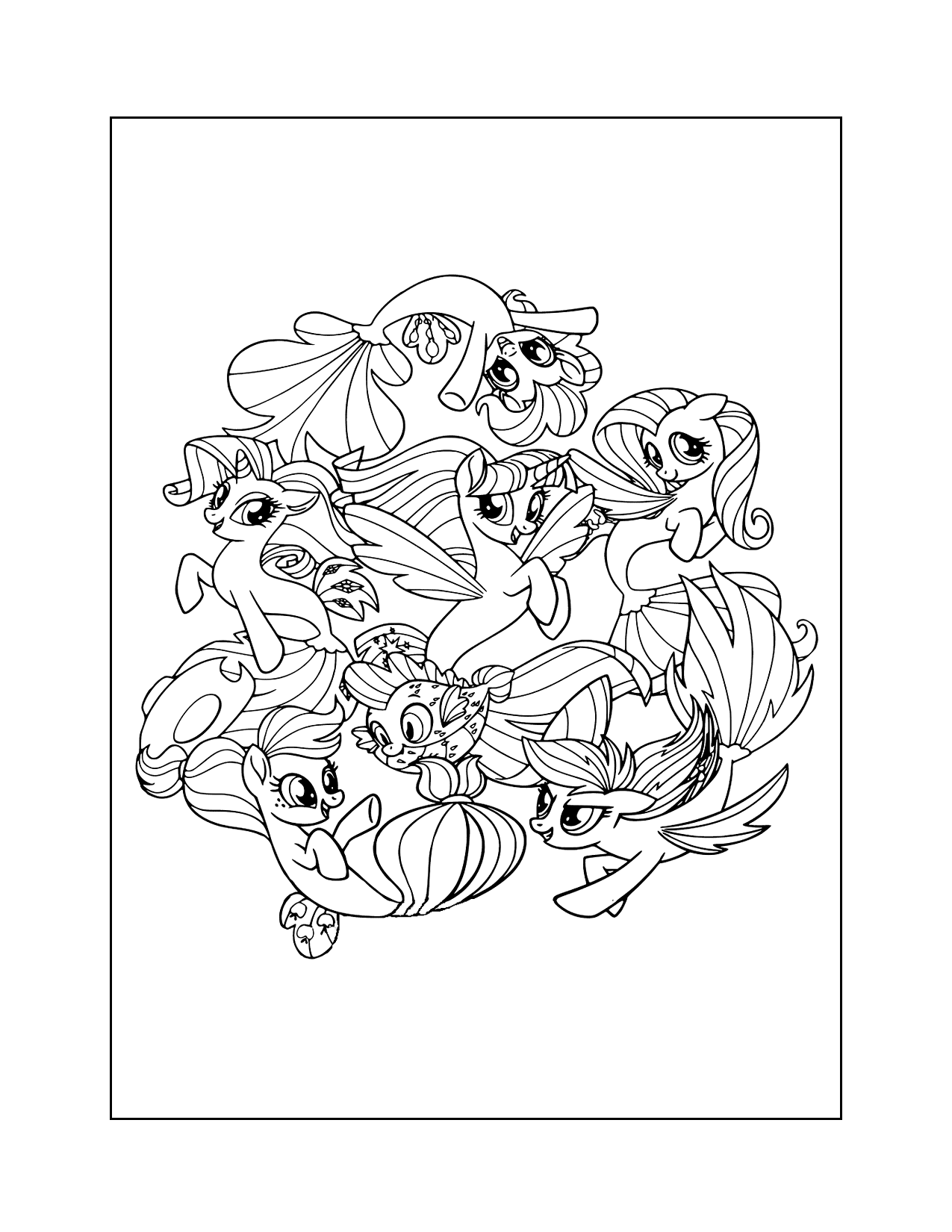 My Little Pony Characters Coloring Page