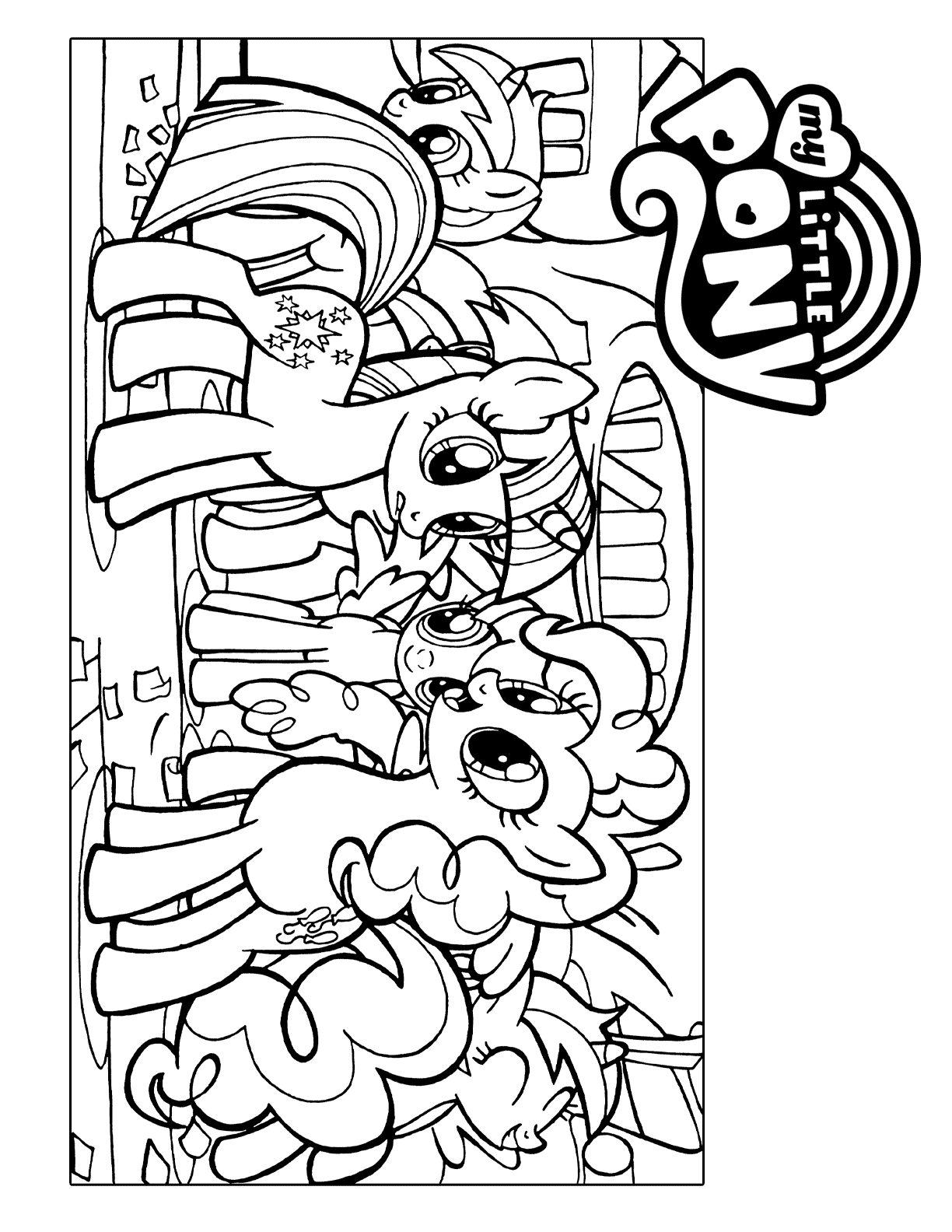 My Little Pony Scene with Pinkie Pie for Coloring
