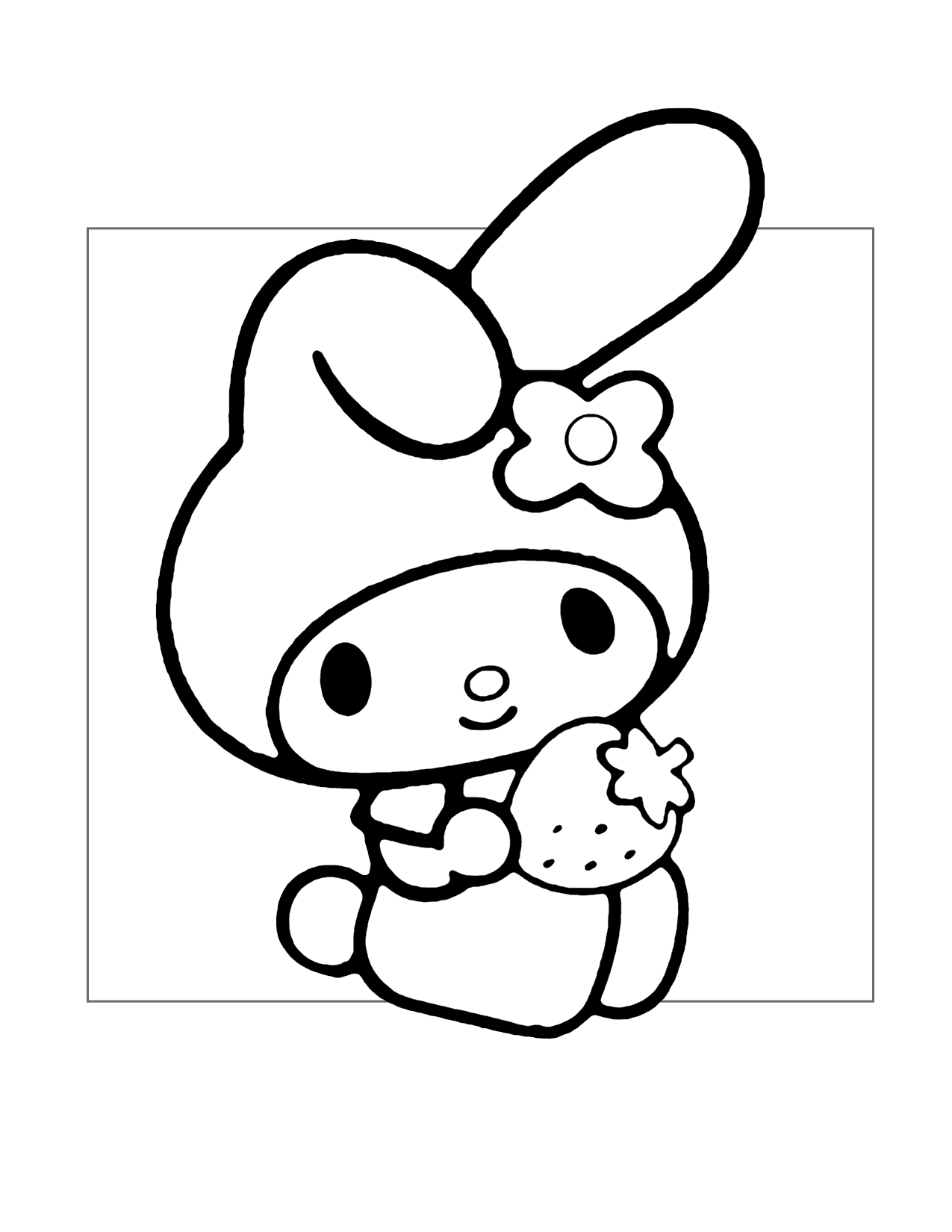 My Melody With Strawberry Coloring Page