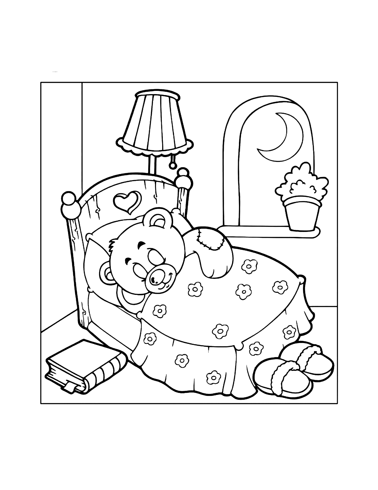 Naptime For Teddy Bear Coloring Page