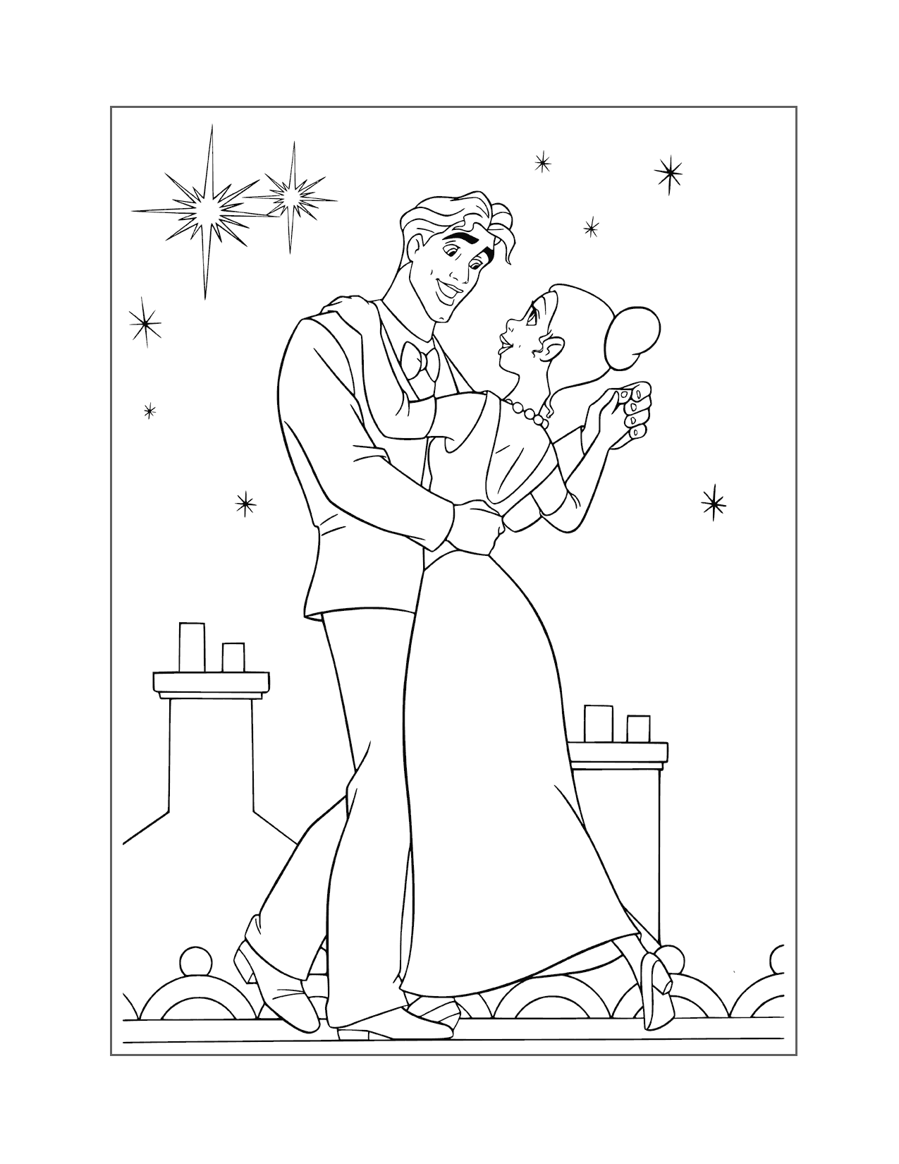Naveen And Tiana Dance As Humans Coloring Page